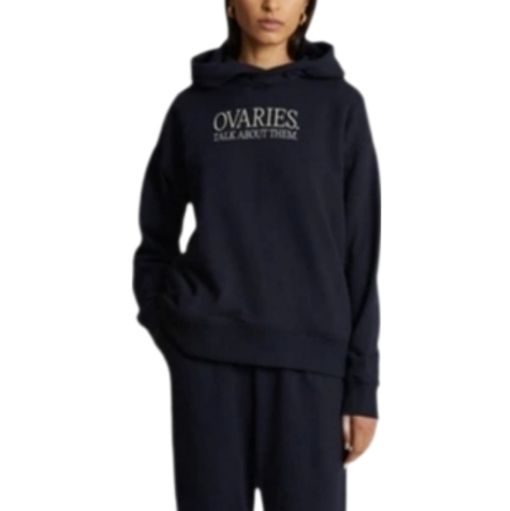 CAMILLA AND MARC | ‘Ovaries. Talk About Them.’ Ovarian Cancer Hoodie‎ Navy Small
